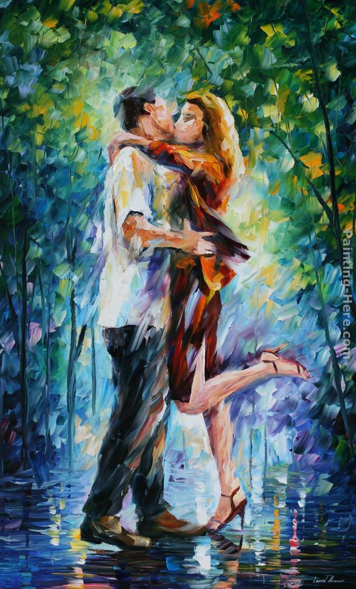 RAINY KISS painting - Leonid Afremov RAINY KISS art painting